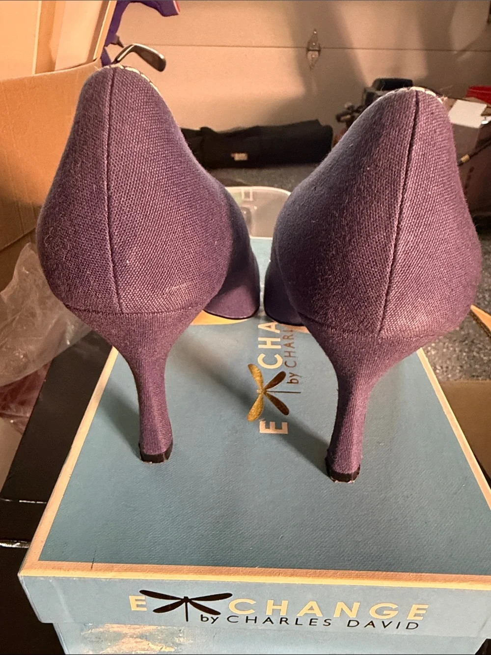 Charles David Navy Peep-Toe Heels with Rope Bow Detail size 9 1/2
